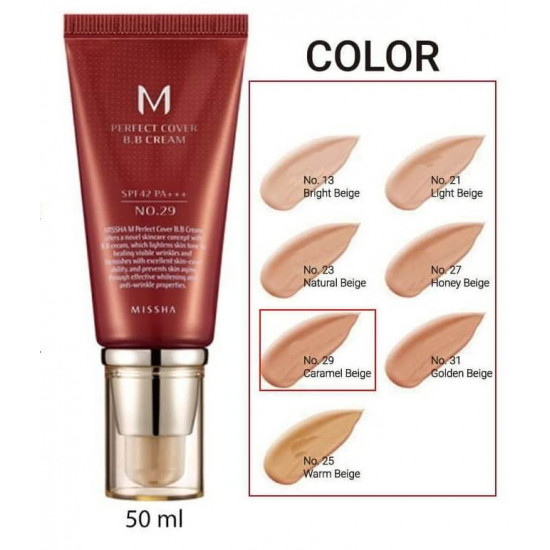 MISSHA M Perfect Cover B.B Cream SPF42 PA+++ [No.23 Natural Beige] 50ml 50ml Korean Cosmetics